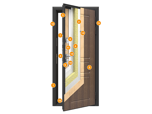 Конструкция Дверь Премиум Плюс DoorHan 990х2050х9005 Дуб белый патина левая